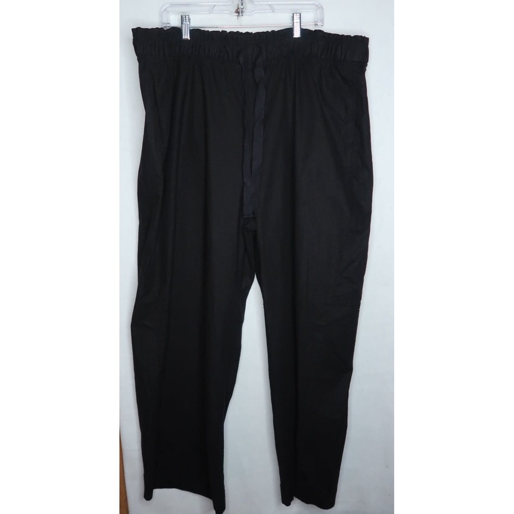 Lane Bryant Black Pull On Wide Leg Linen Blend Pants Womens Sz 22 Drawstring NWT